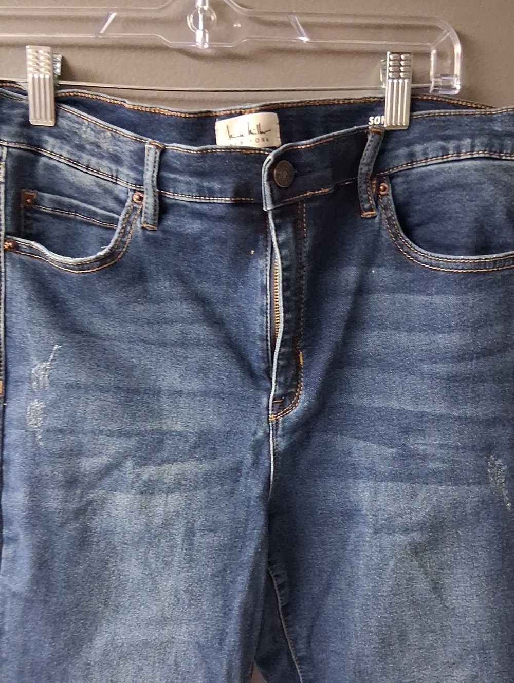Nicole Miller Blue Skinny Jeans with Subtle Whiskering